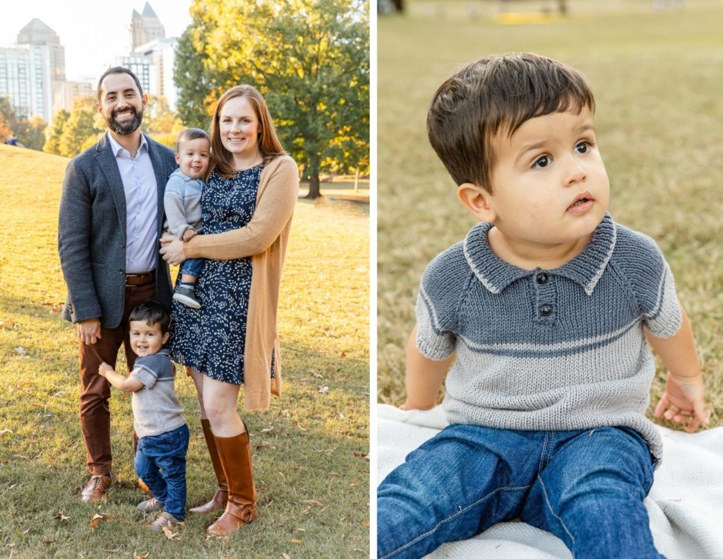 fall family photo session during golden hour in Atlanta GA piedmont part midtown by Laure Photography