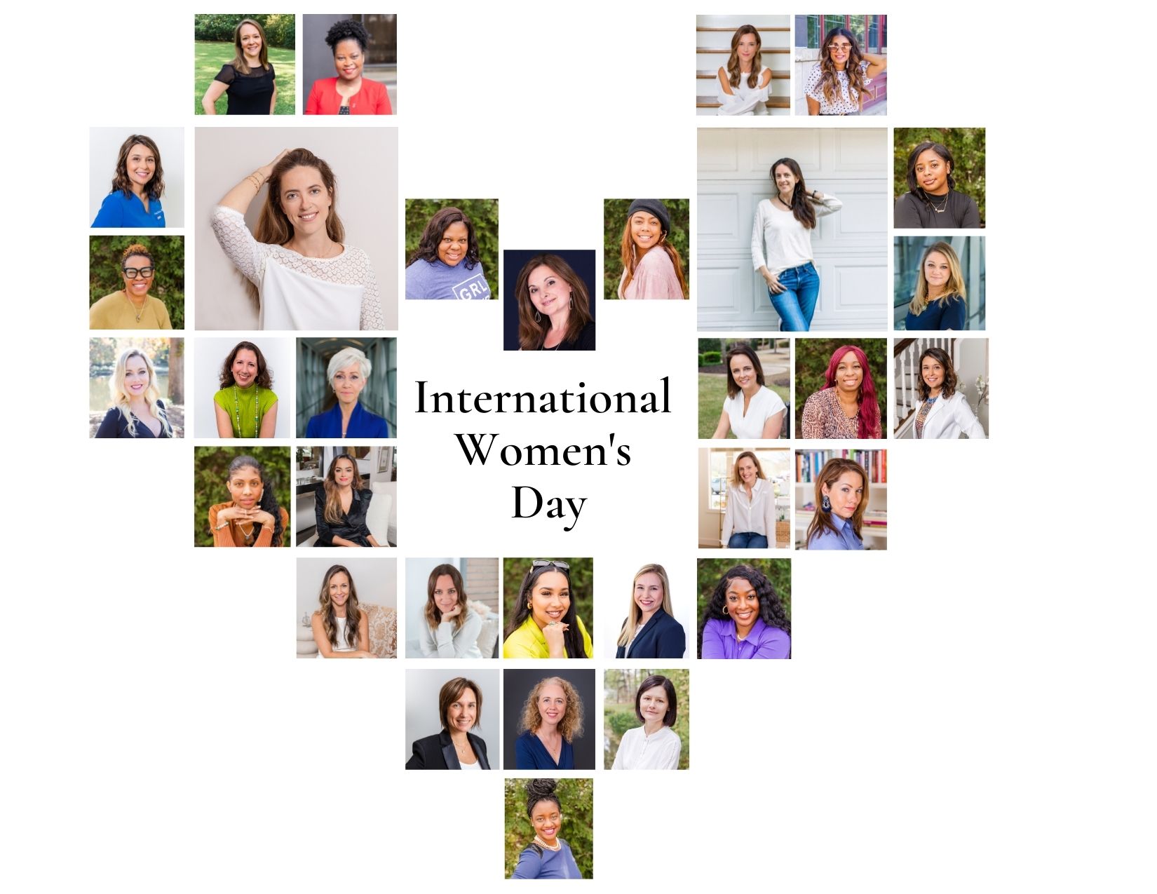 Collage women headshots in shape of heart for International Women's Day in Atlanta by Laure Photography