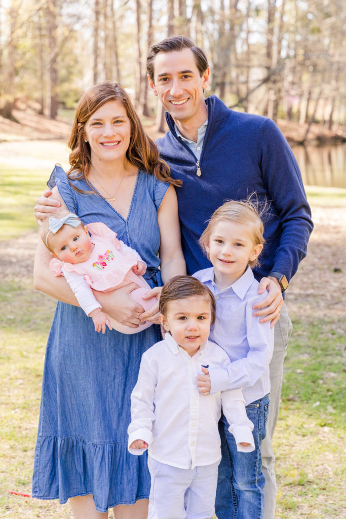 Spring Family Photo Mini-Session with standing 3 children at Duck Pond Park Atlanta GA by Laure Photography