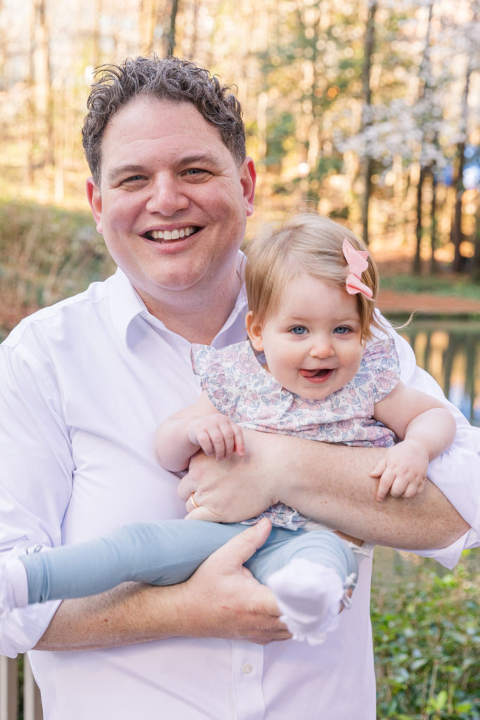 daddy and me laughing during milestone portraits with Atlanta family photographer Laure Photography