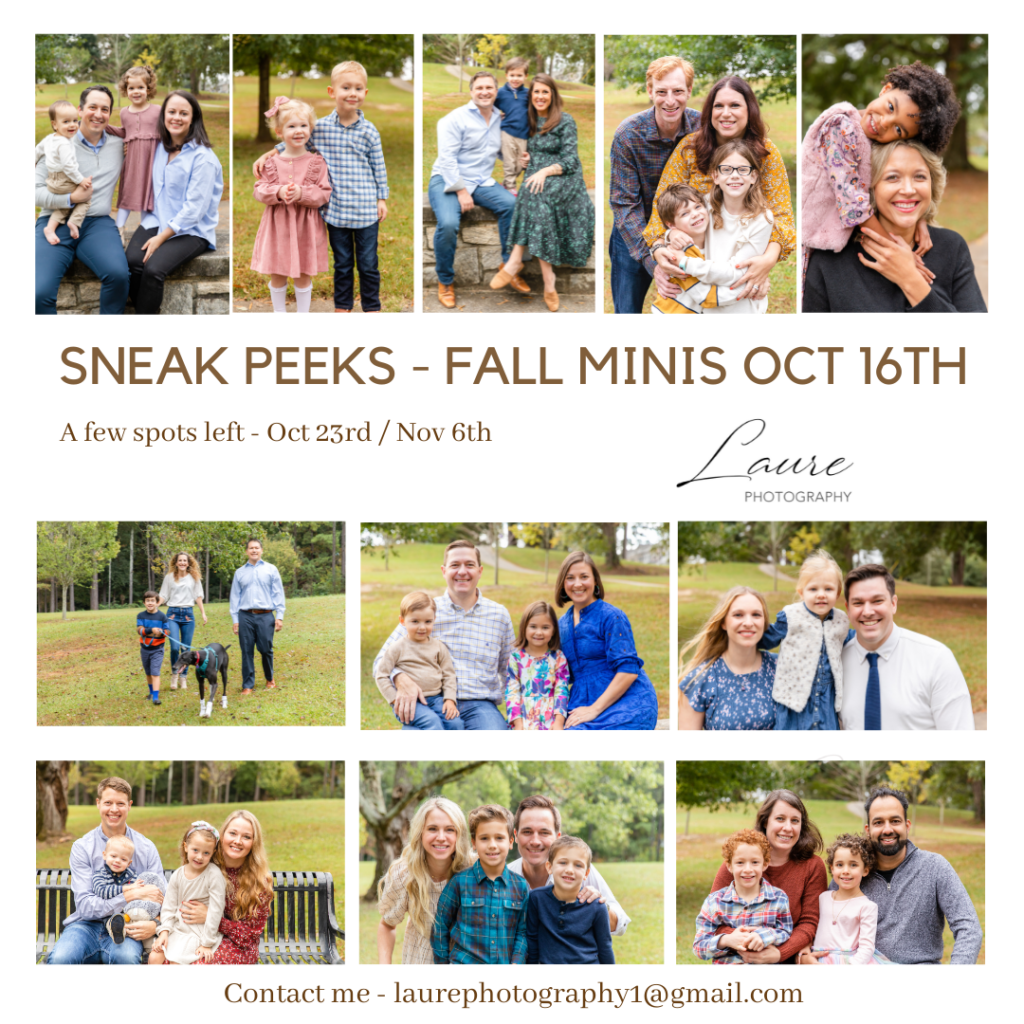family fall mini sessions pictures in Atlanta parks with family photographer Laure Photography