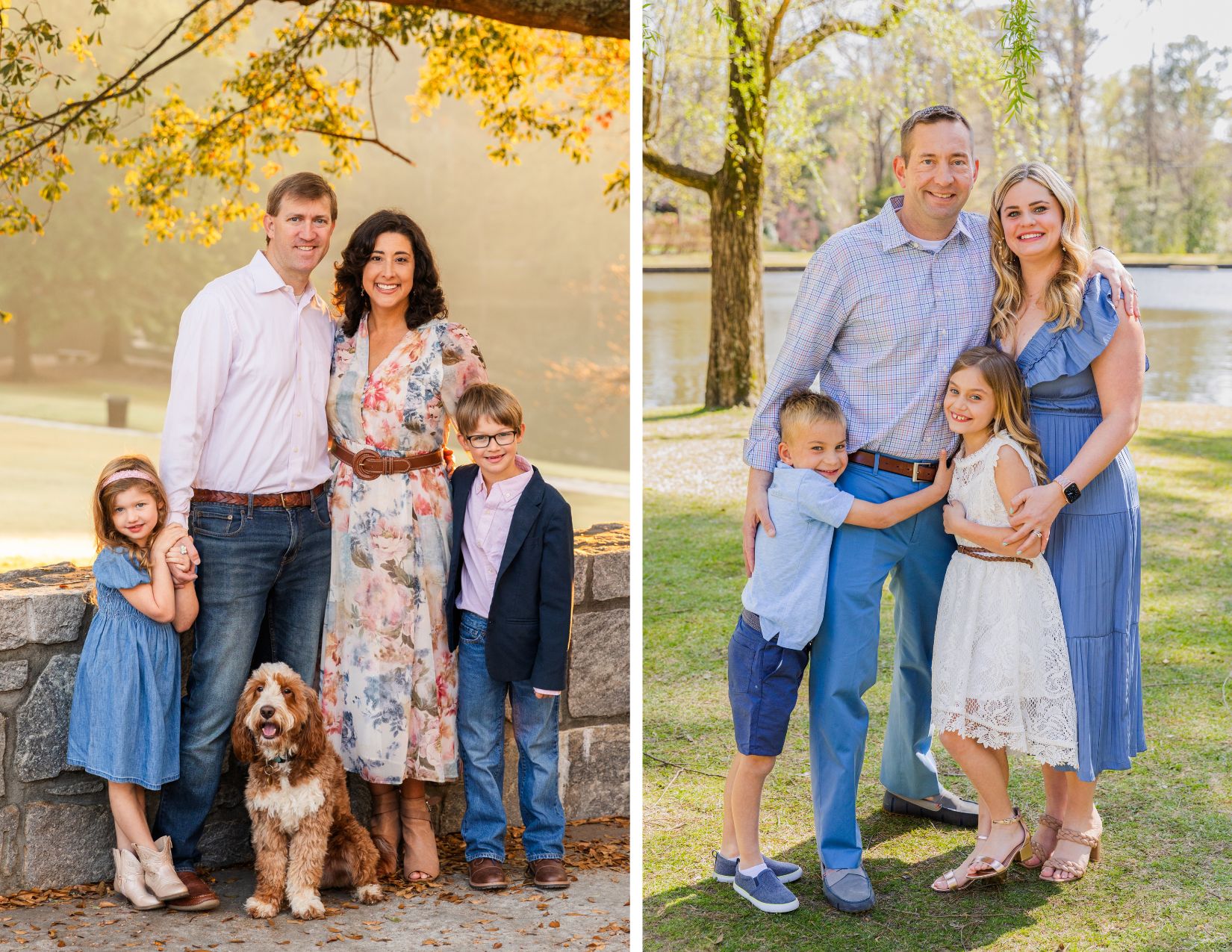 Atlanta family wearing coordinated outfits for their spring photoshoot with Atlanta photographer