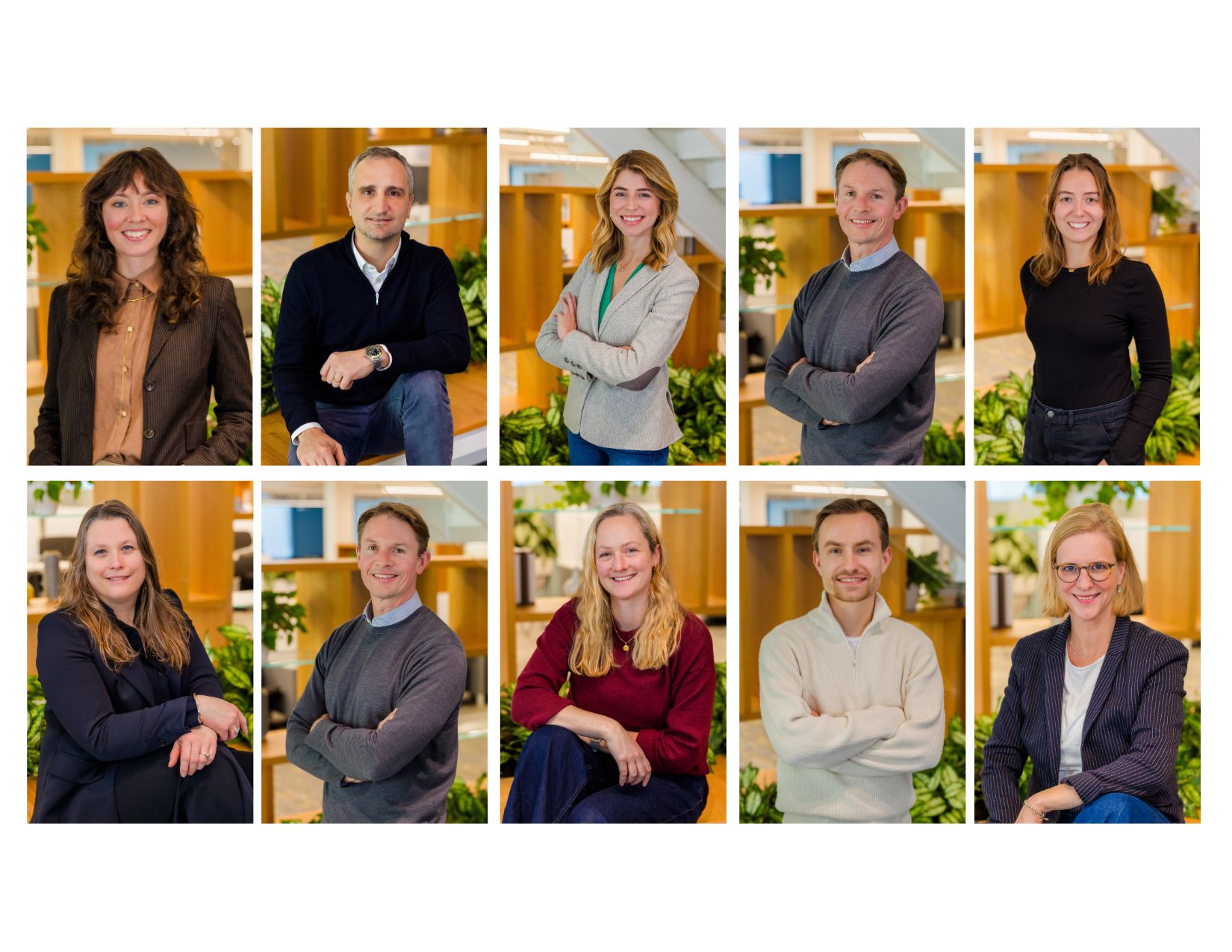 collage of 12 corporate teams members headshots taken in Atlanta office with portable studio by Laure Photography
