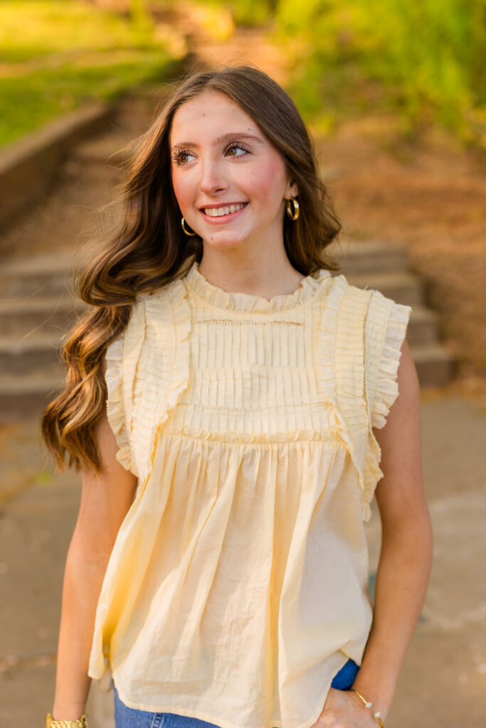 Senior portrait with golden light in Piedmont Park Atlanta