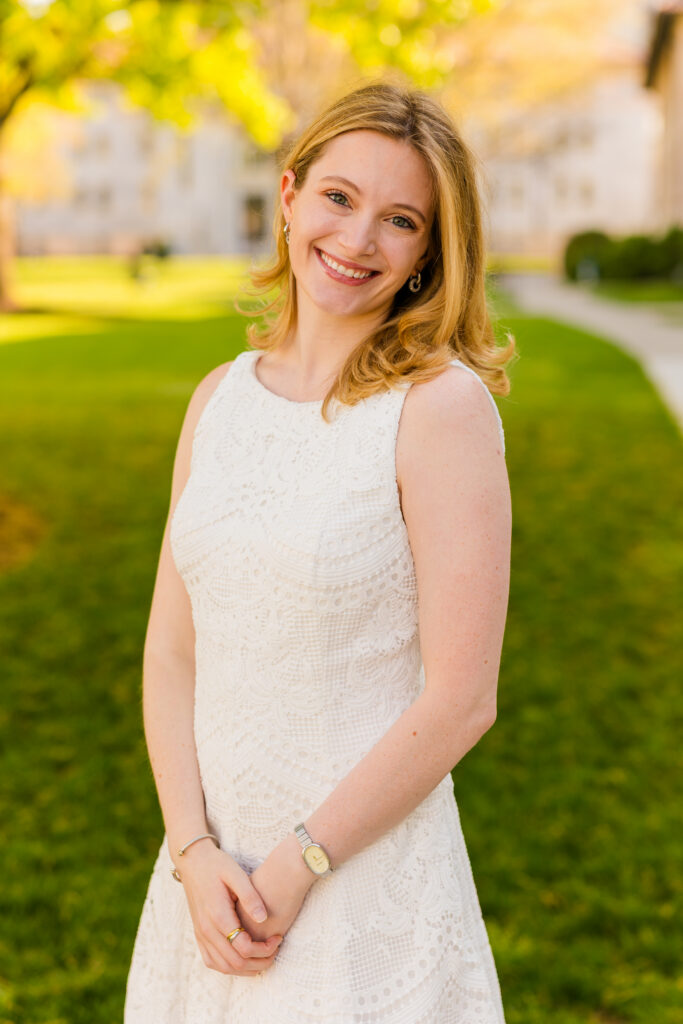 Close up of Cate hands together during Emory graduation session