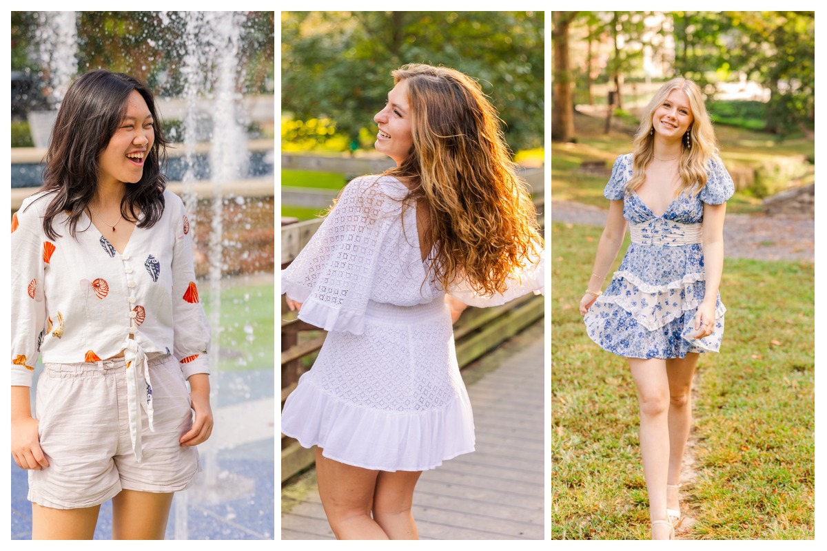 Personalized senior portraits in Atlanta — three sessions showing different outfits, locations, and personalities